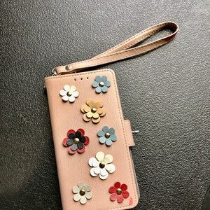 Floral rose gold Phone Case with Wrist Strap